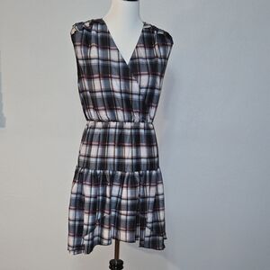 ALI & JAY Black and White Plaid Mini Dress